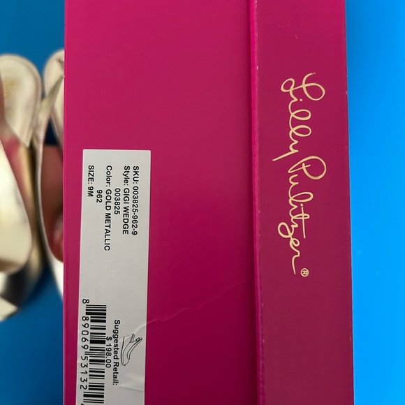 NIB, Never Worn!, Gold Lily Pulitzer Wedges, Size 9 - Picture 4 of 4